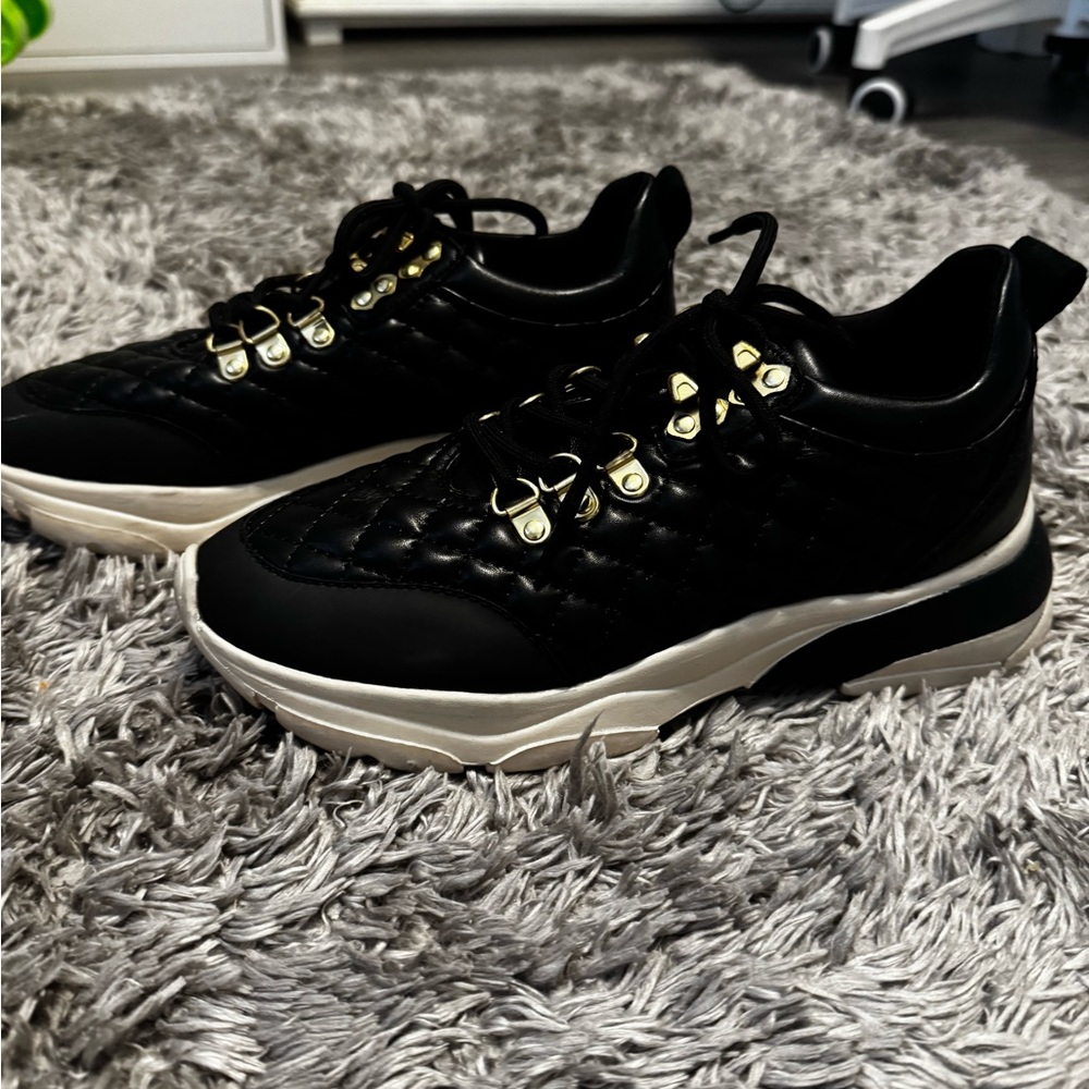 ShuShop Black and Gold Women's Sneakers